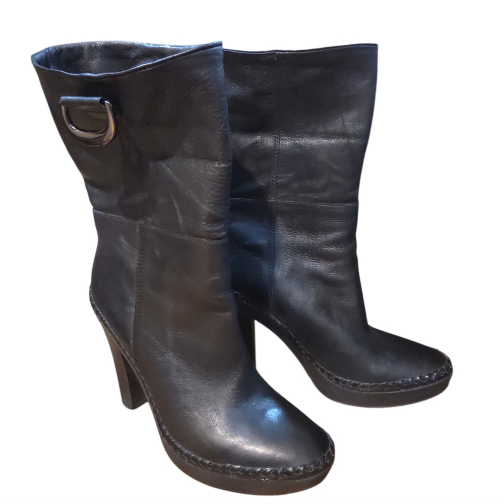 Nike Air - G Series Elegant Black Mid Calf Leather Boots Women's Size 7.5 - Picture 3 of 9